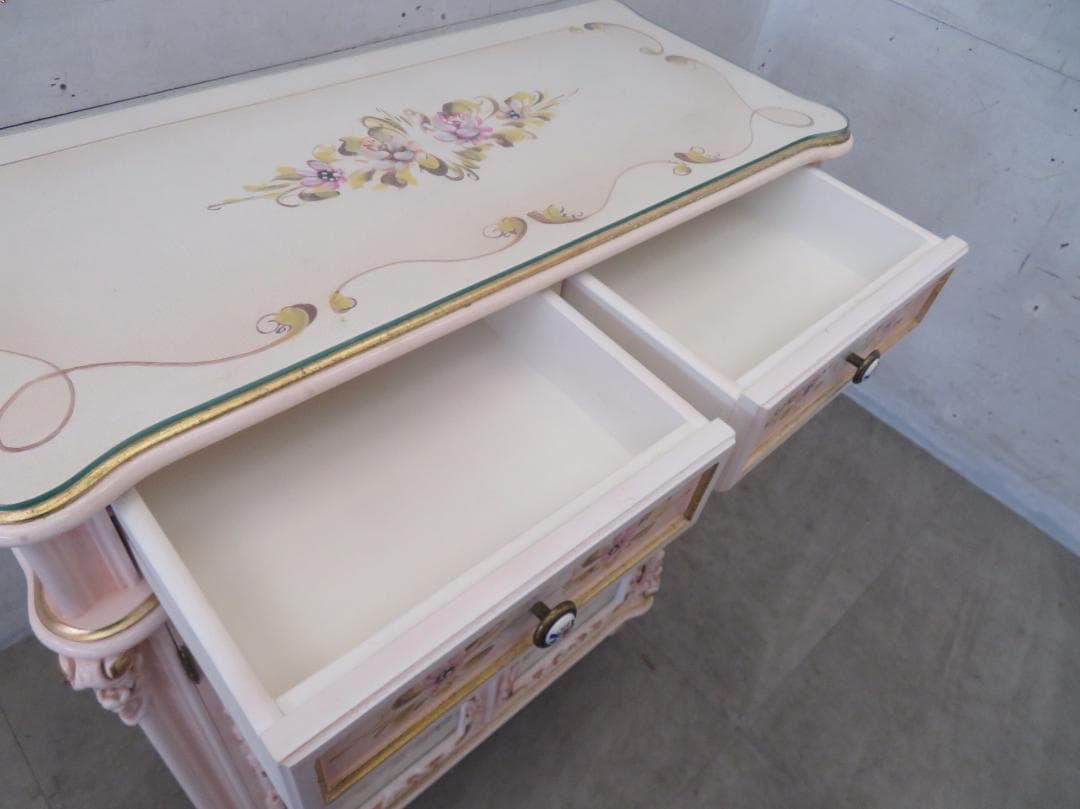 美品■ロココ■姫家具■花柄■ガラスキャビネット■ディスプレイケース■飾り棚■