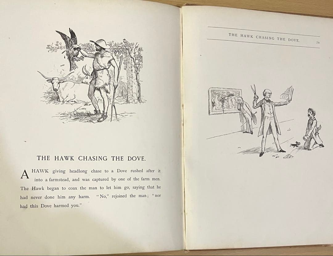 No.428 希少 アンティーク 古書 洋書 絵本 ビクトリア イソップ 童話