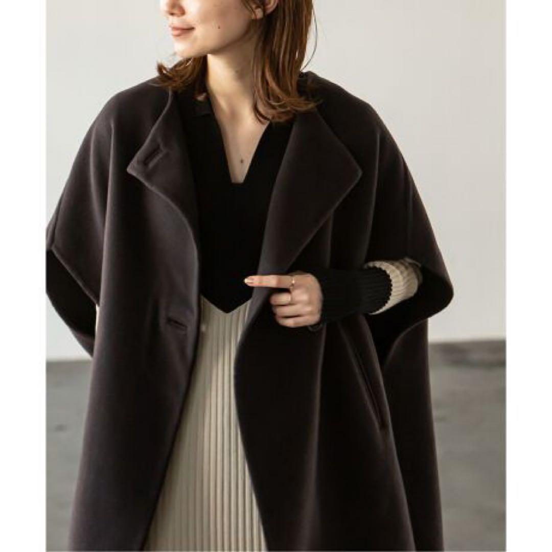 【美品】Noble ノーブル MTRリバーポンチョジレ カシミヤ混 ウール