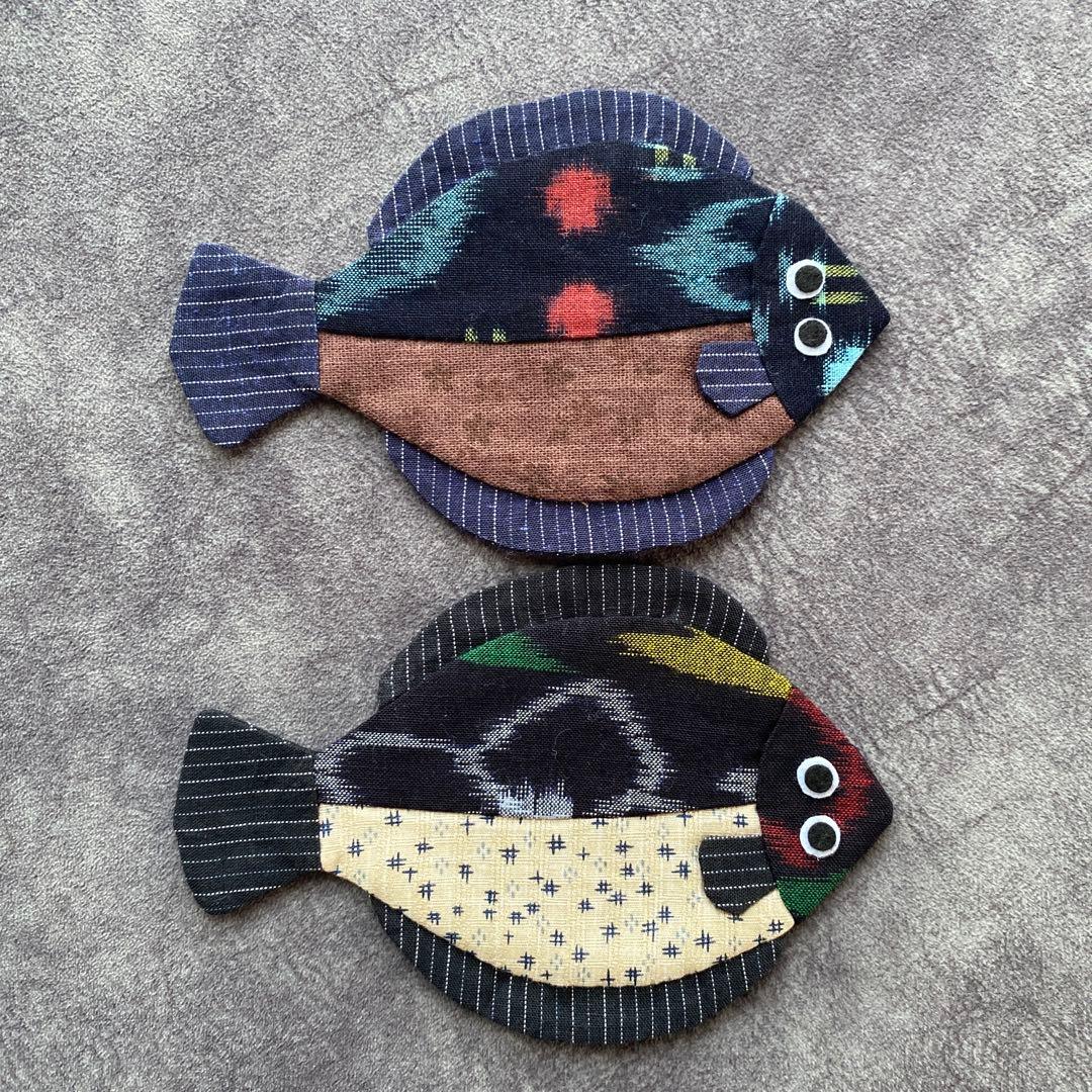 カレイのコースターハンドメイド(No.92)小12匹と(No.94 )小 2匹