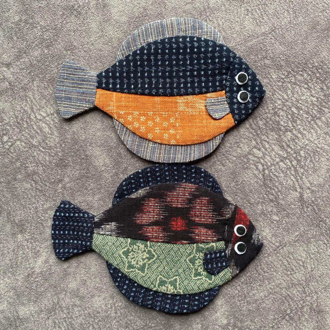 カレイのコースターハンドメイド(No.92)小12匹と(No.94 )小 2匹