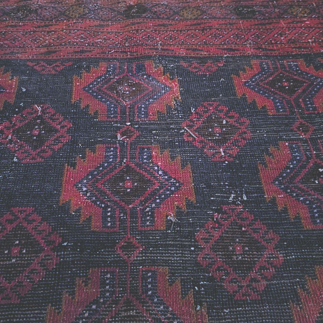 ※【もーちんページ】L205cm 訳あり　トライバルラグ　ヴィンテージラグ