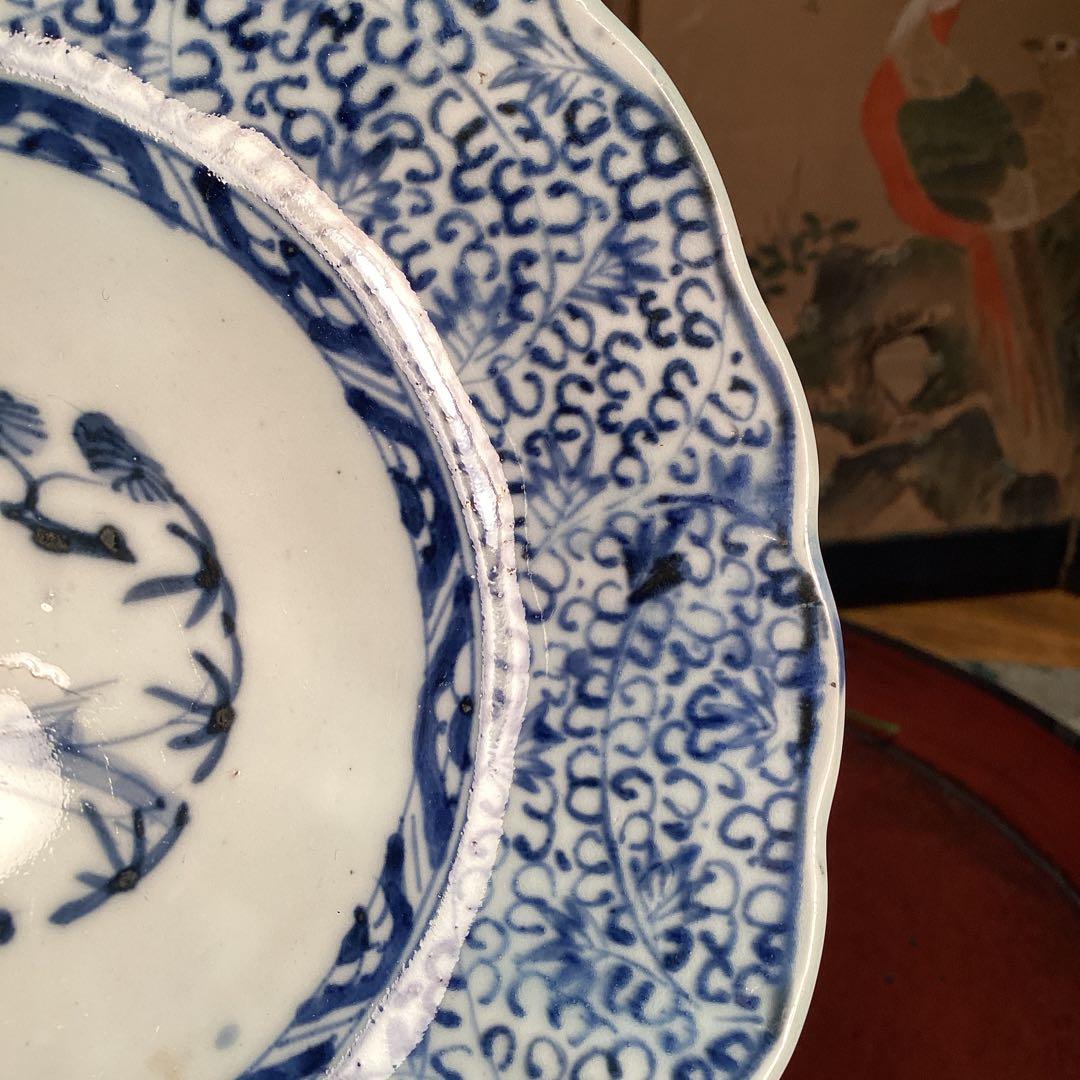 A1026 古伊万里　染付　微塵唐草模様　膾皿　　5客