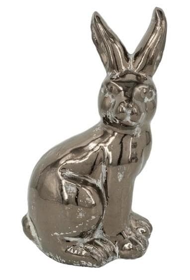 ウサギ 兎 置物 オブジェ シルバー テラコッタ モダン 85662RB