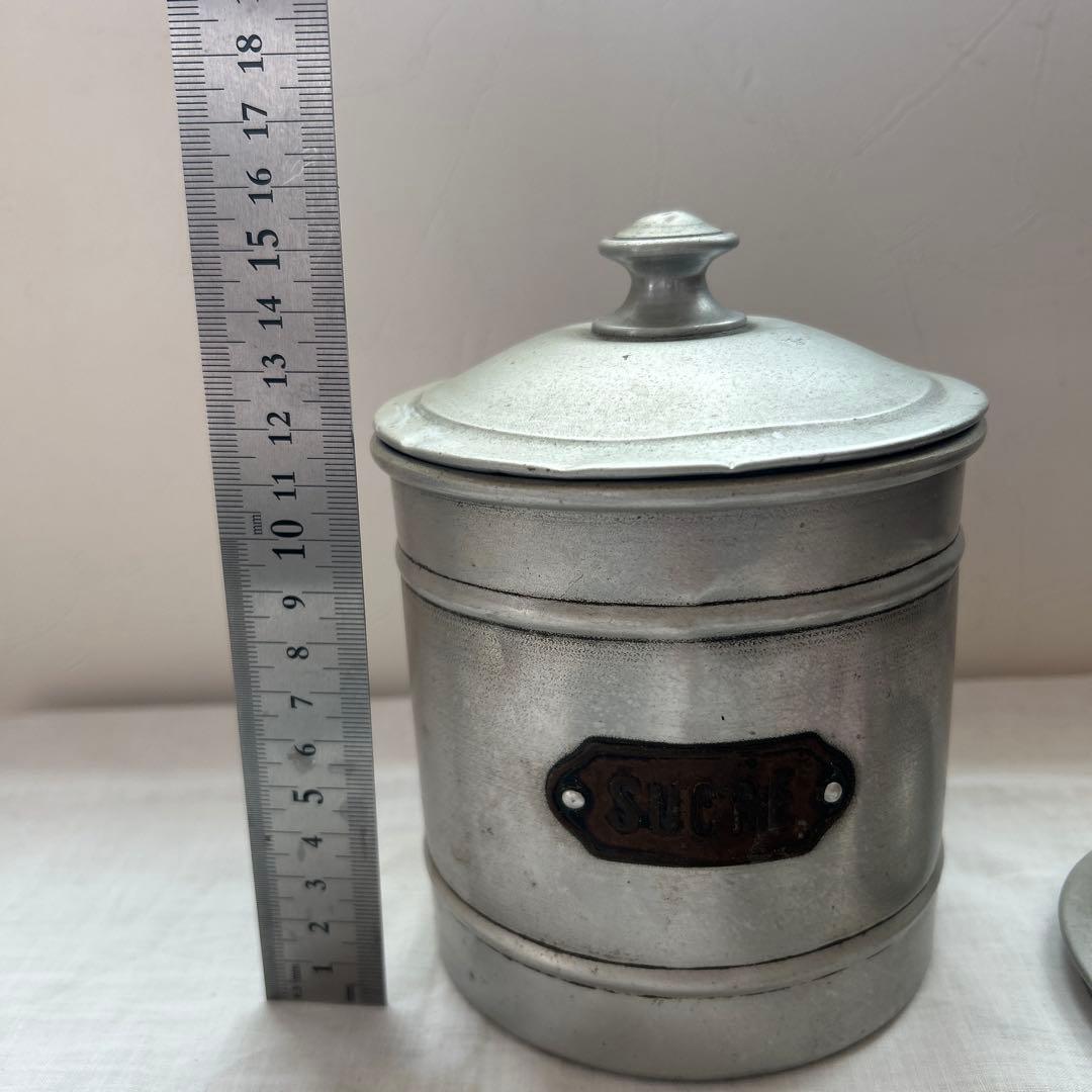 フランスアンティーク　アルミキャニスター6個セット