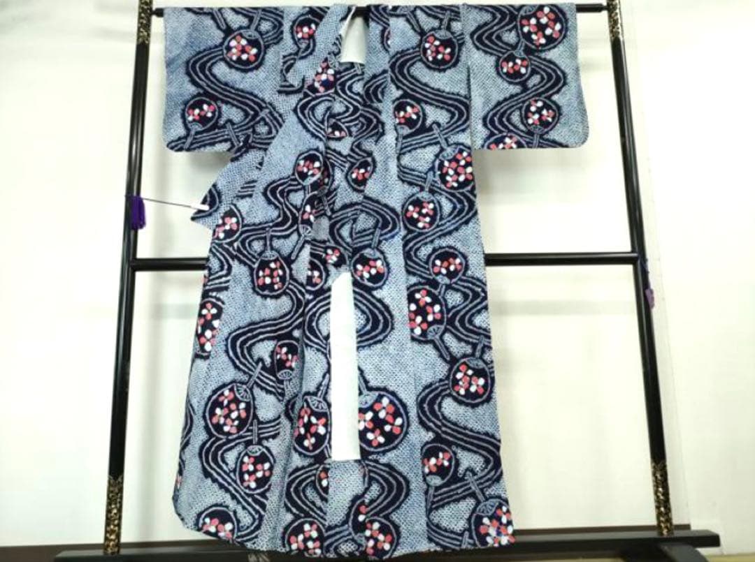 粋な大人の浴衣 極上の逸品です ◆ 有松絞り 団扇うちわ 高身長の方にも