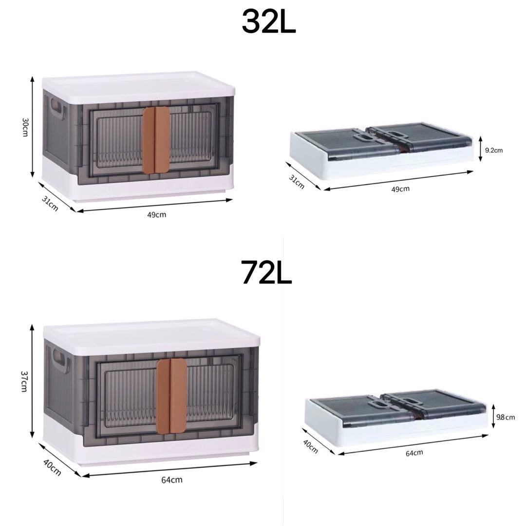 折り畳みコンテナ 収納ボックス 収納ケース 前開き キャスター付き 72L 3個