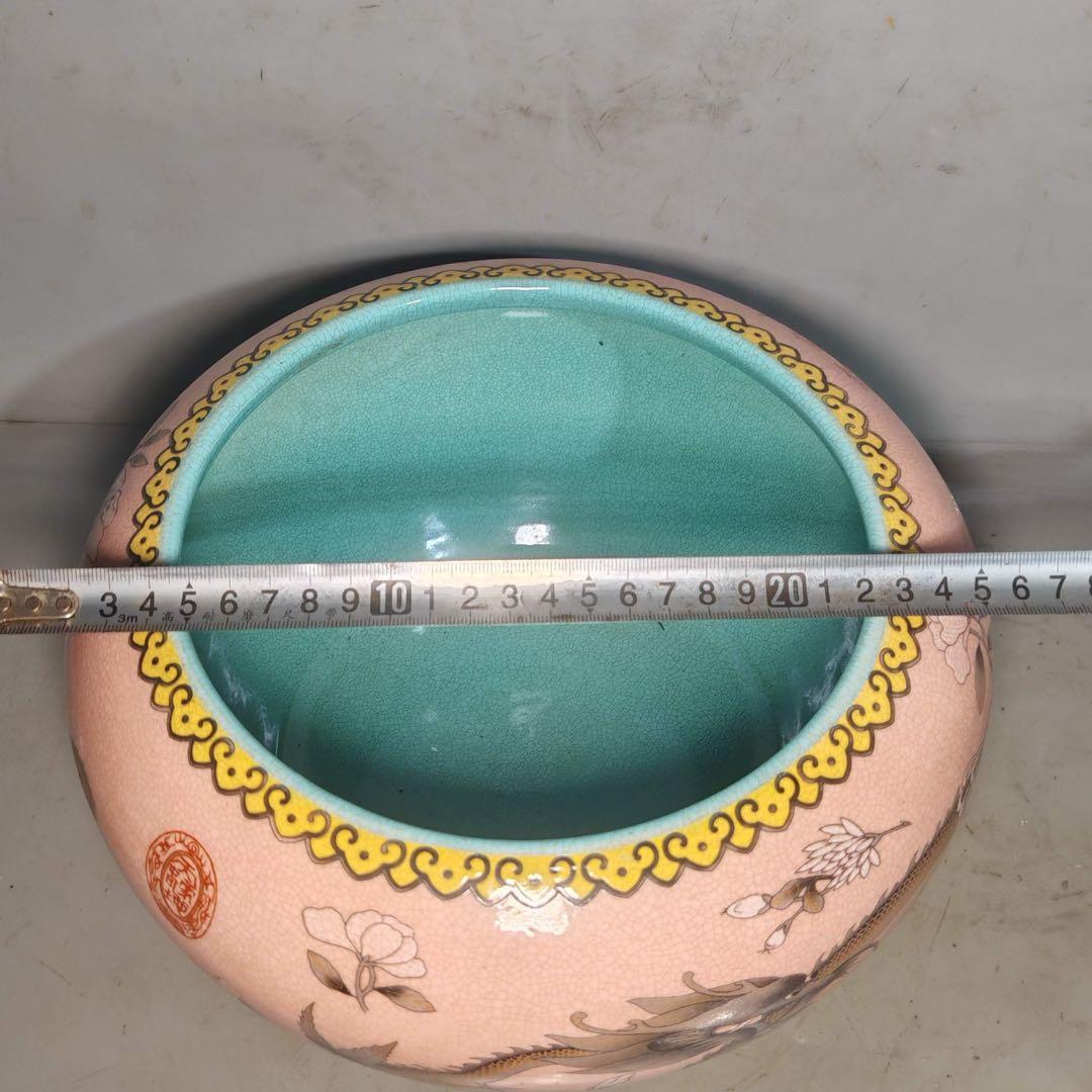 旧蔵　文房具　清国末期　雅号「大雅斋」　筆洗 粉彩 お皿　時代物　古美術　置物