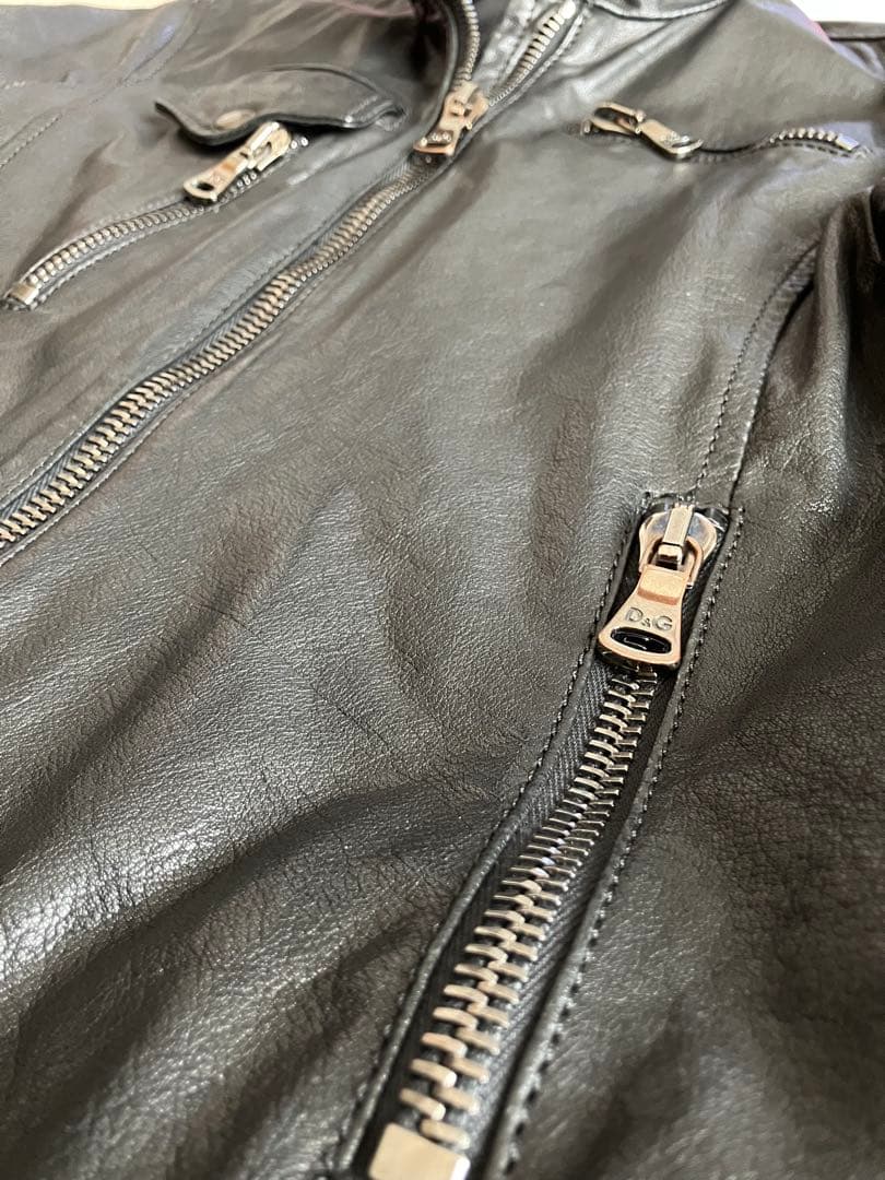 【希少美品】直営店購入品D&G ブラックレザーライダース 40サイズ