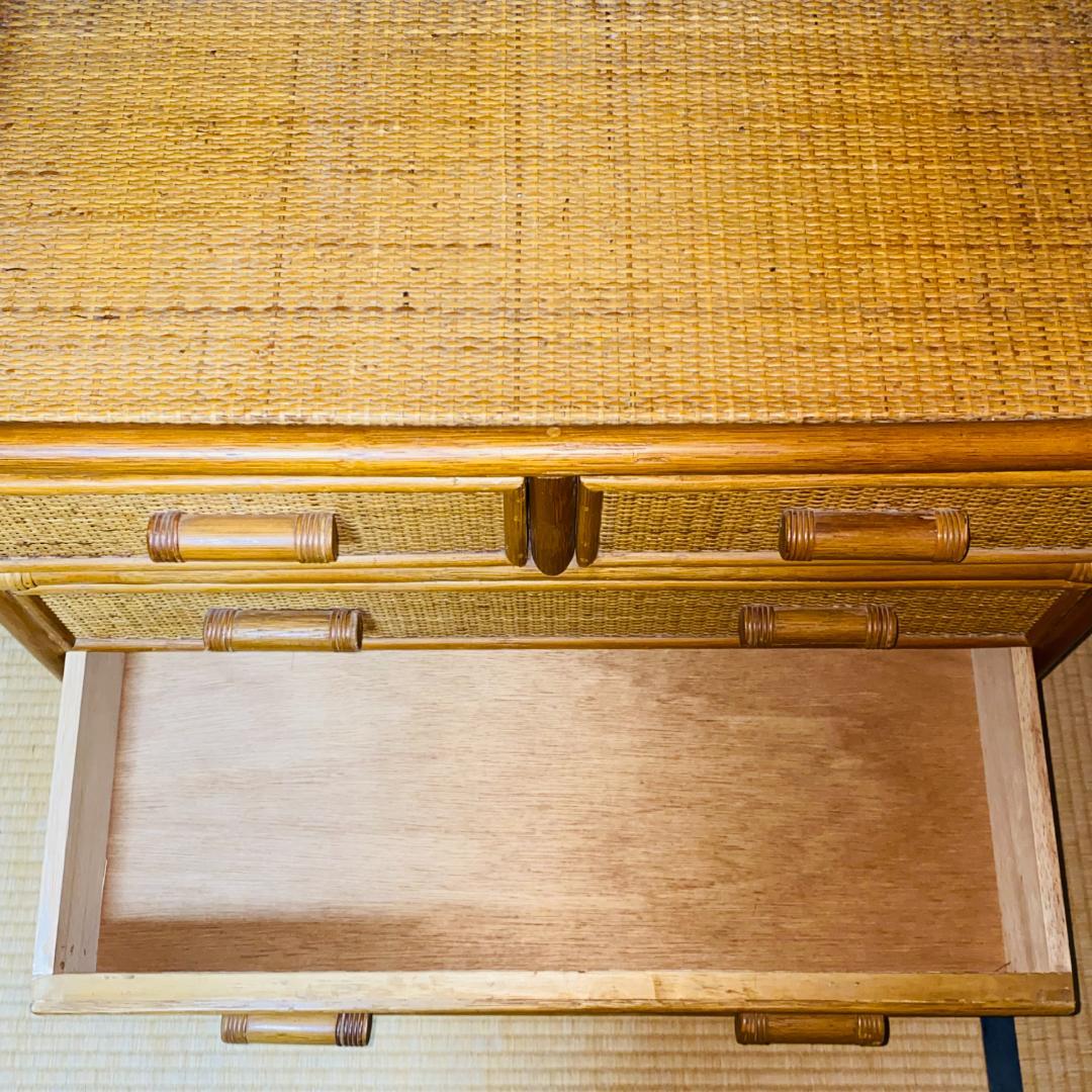 ラタン 籐 棚 チェスト 5段 W75cm D36cm H90.5cm 送料込み