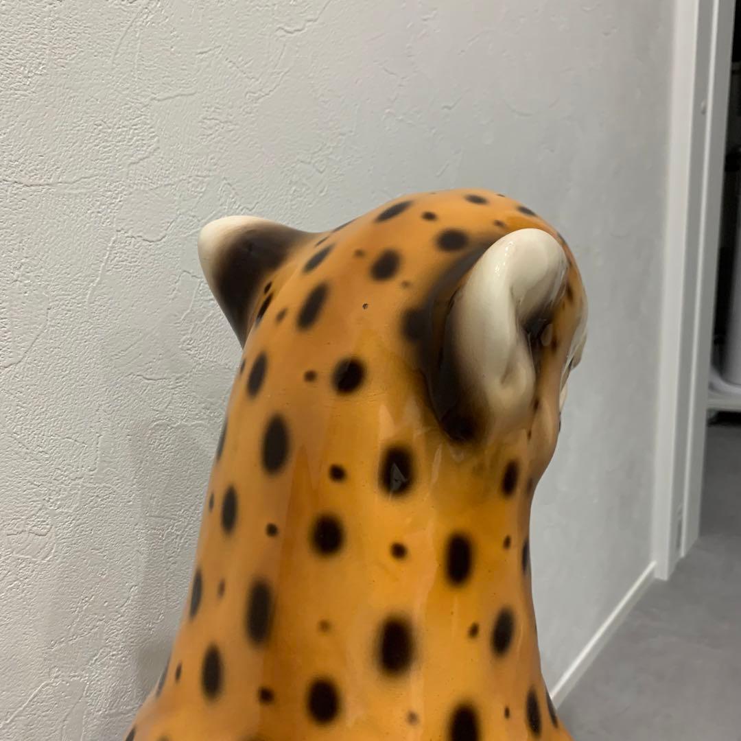 チーター レオパード パンサー ヒョウ ジャガー 陶器 置物 豹 オブジェ