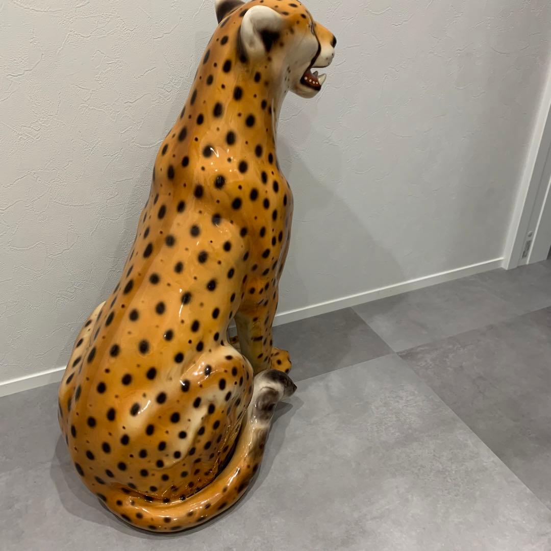チーター レオパード パンサー ヒョウ ジャガー 陶器 置物 豹 オブジェ