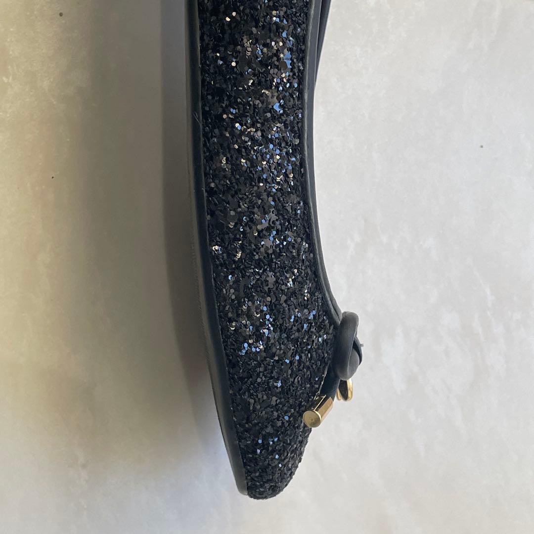 美品！ケイトスペード　グリッターパンプス　バレエシューズ　ブラック