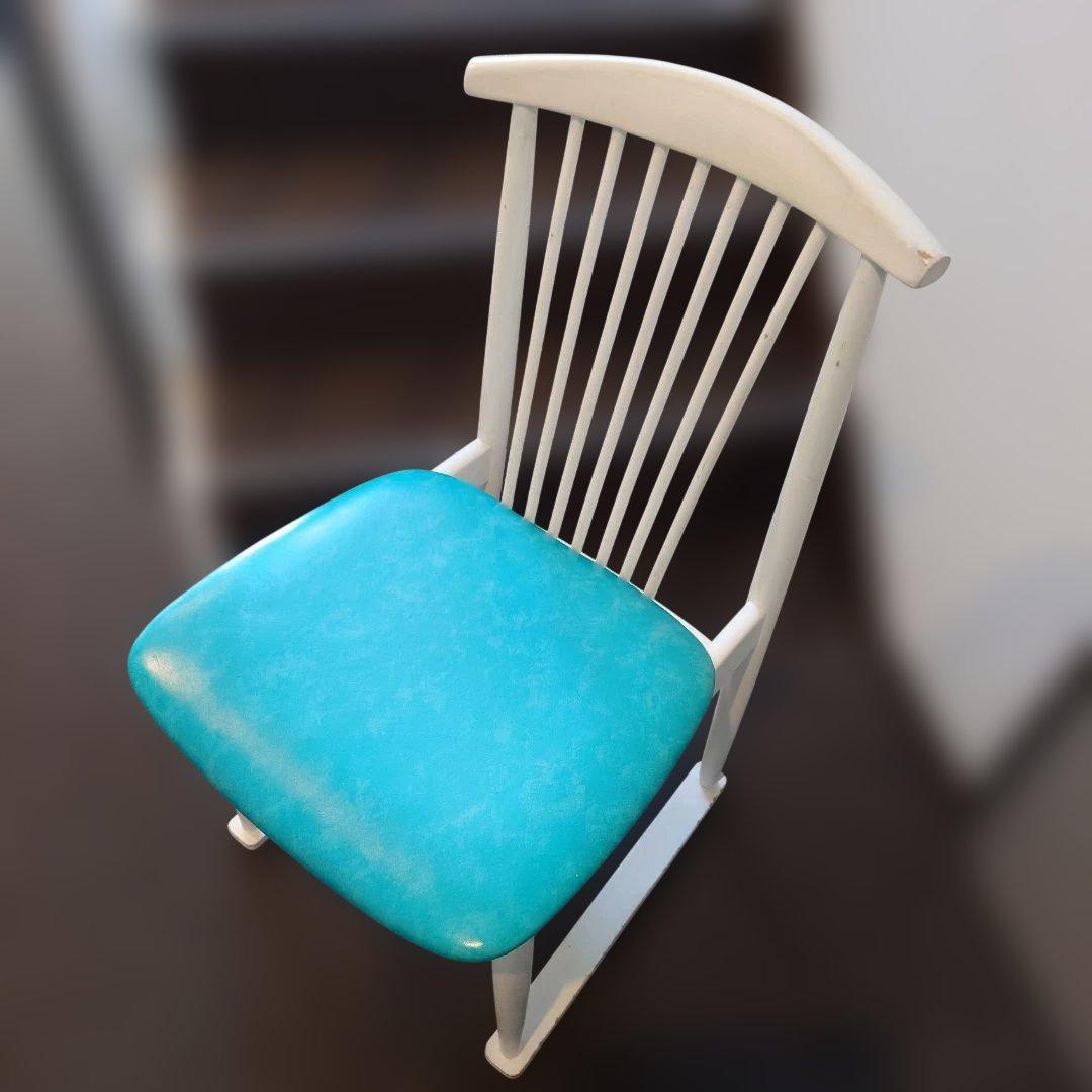 北欧風　レトロポップ　ダイニングチェア　ターコイズブルー　ミッドセンチュリー