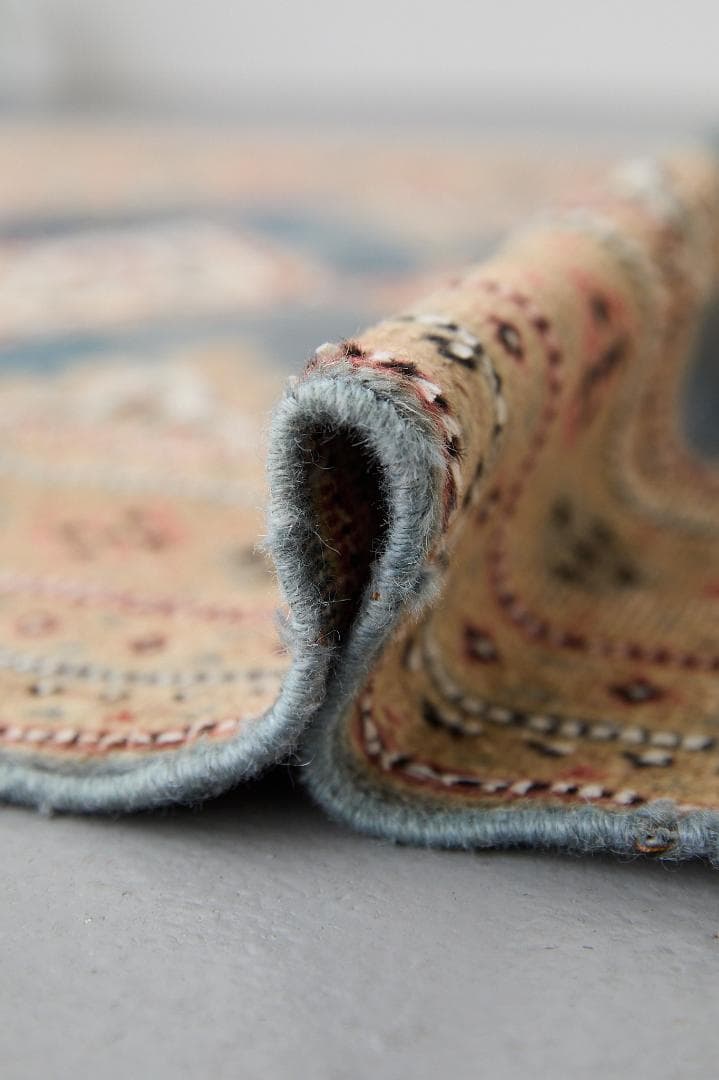 ヴィンテージラグ　トライバルラグ　パキスタン産（113×78cm）青　ベージュ