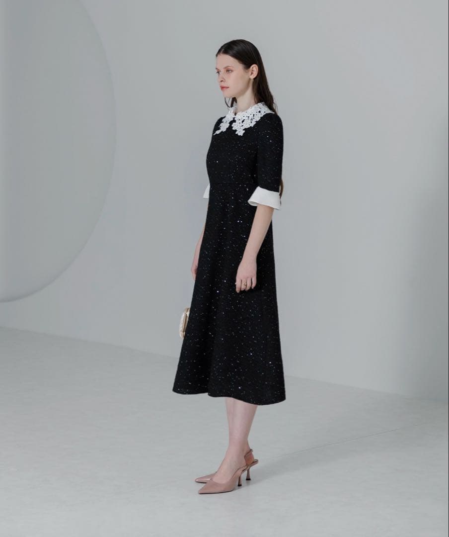 Leja 花柄レース スパンコール ドレス