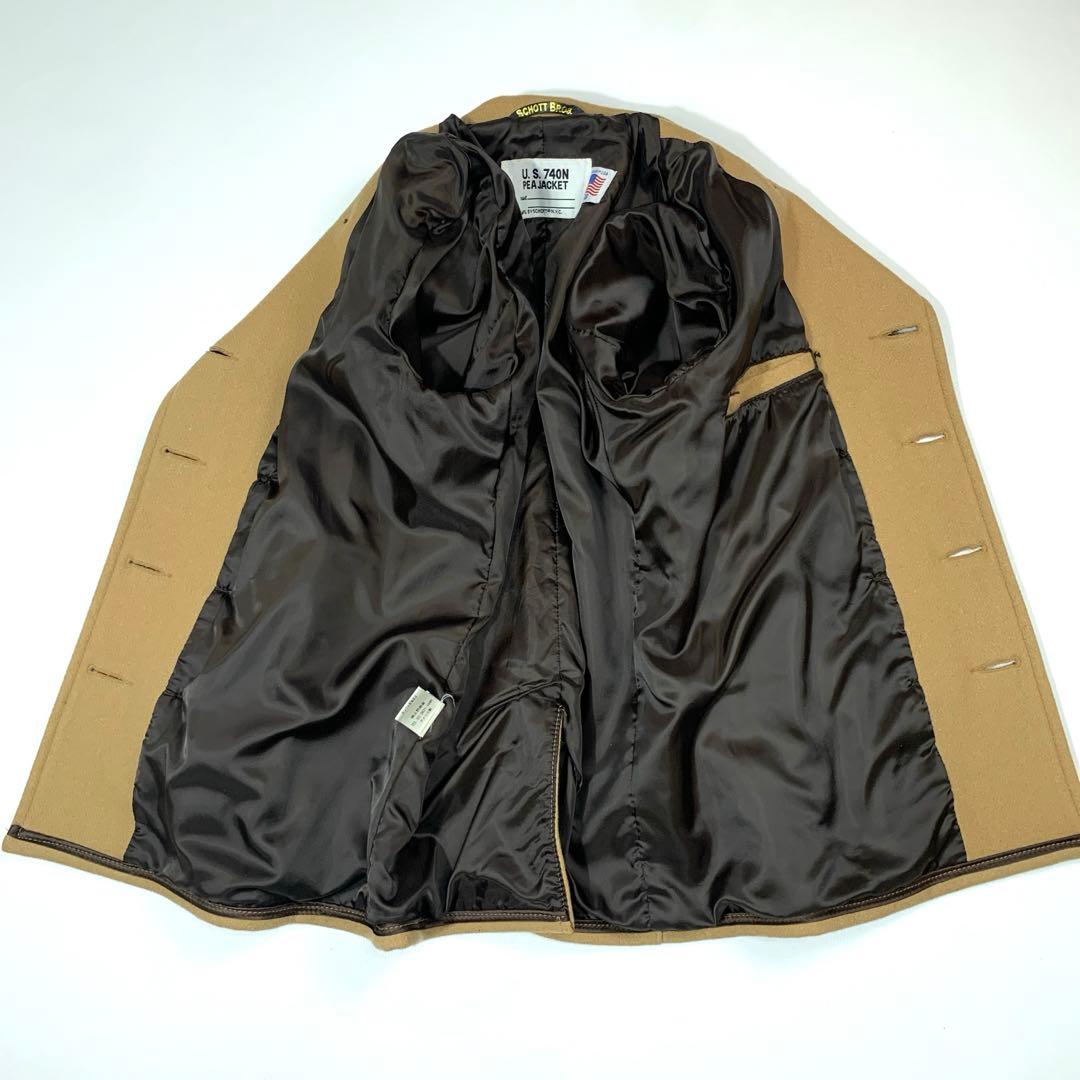 極美品 ショット Schott 740N ダブル ピーコート USA製 ベージュ