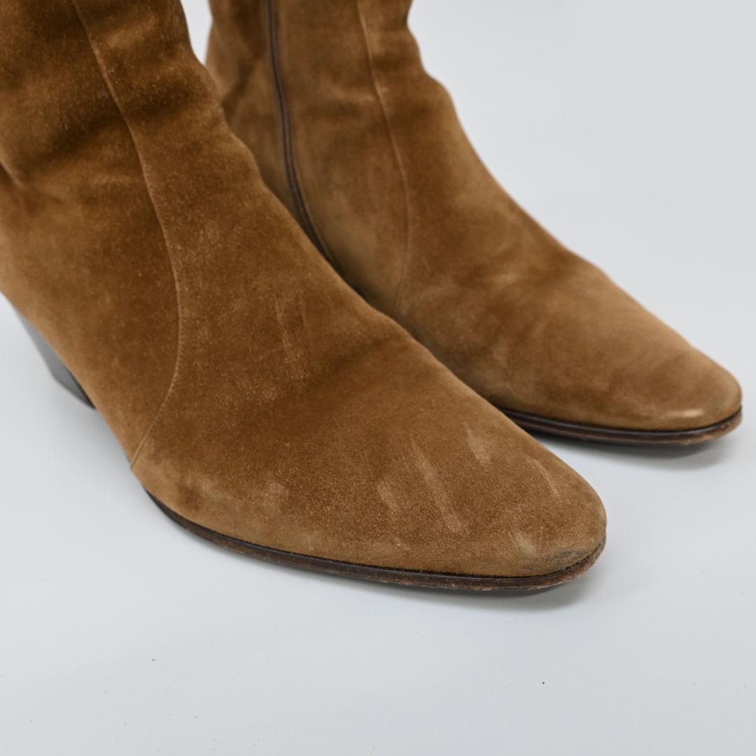 ■ 48196★年 サンローランパリ サイドジップヒールブーツ スエード*