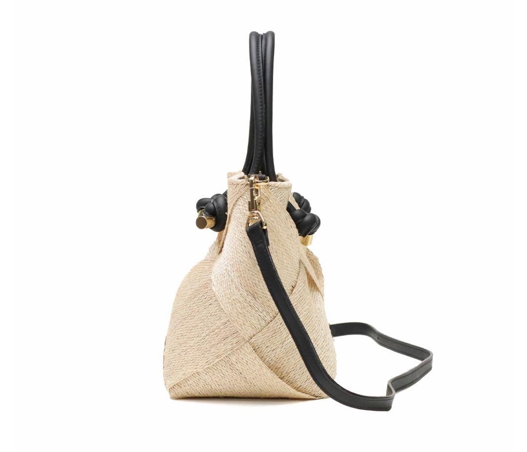 美品✨️VIOLAd'ORO かごバッグ ショルダーバッグ 天然素材 アバカ 本革