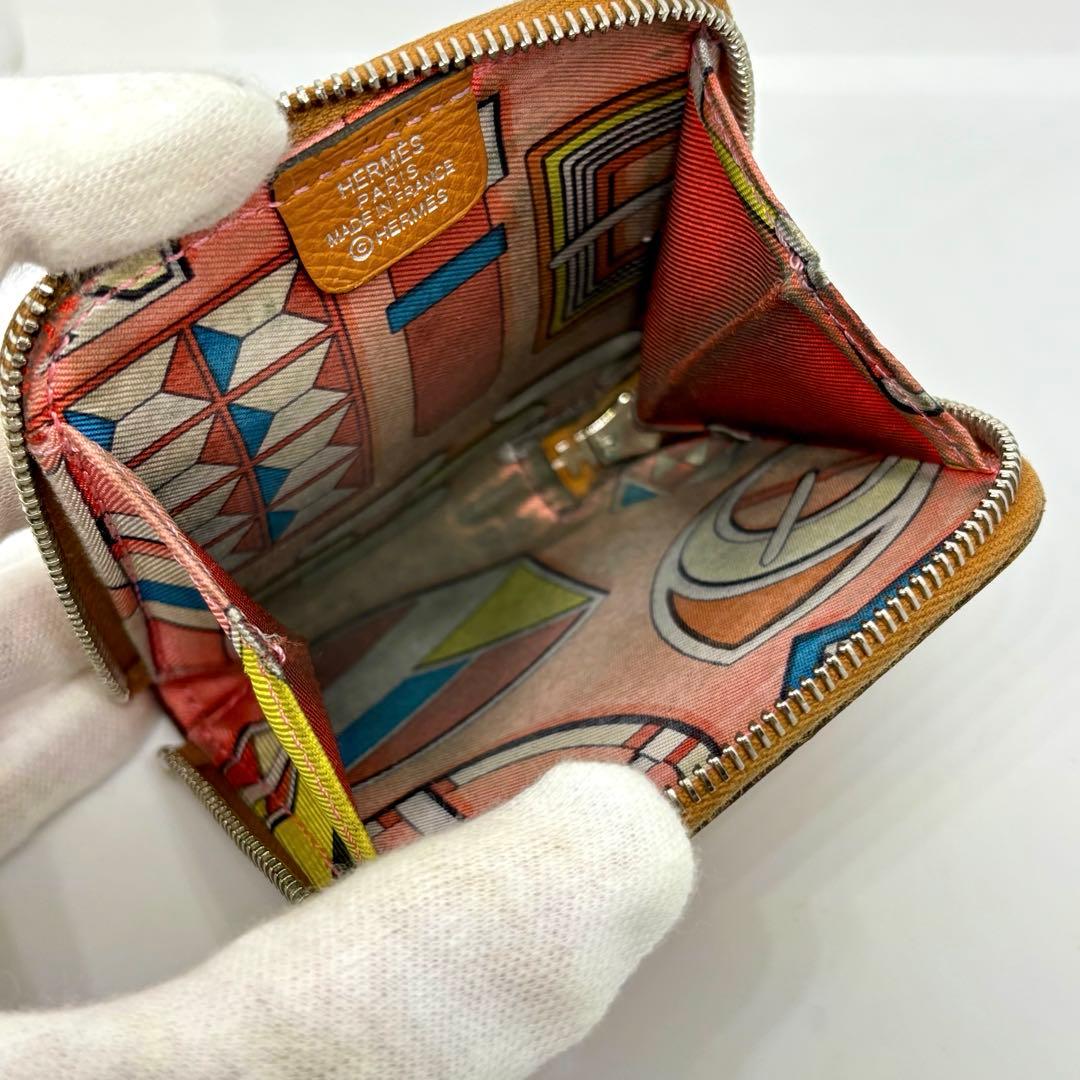 【エルメス】HERMES シルクイン ケース 小銭入れ レザー ブラウン