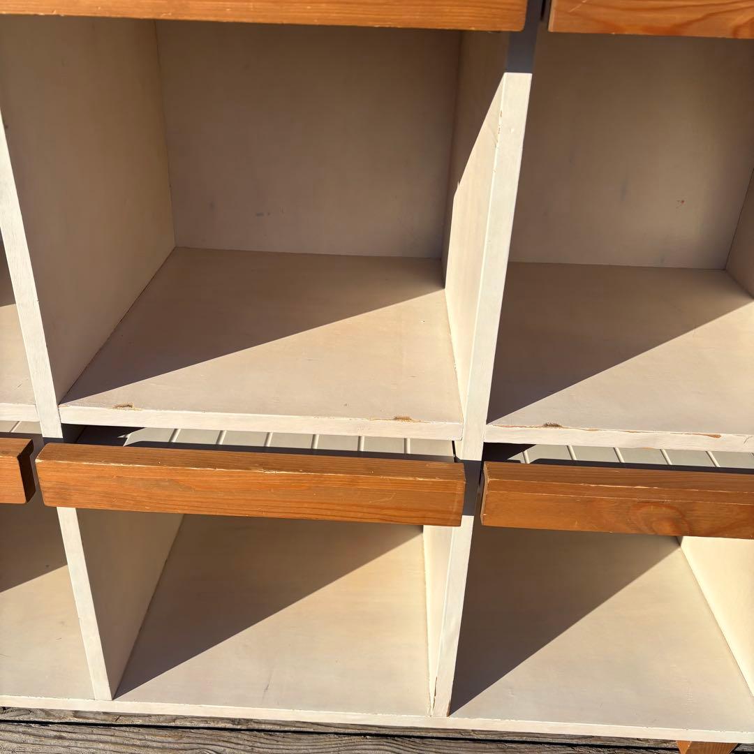 北欧レトロ カントリー家具 天然木キャビネット 6マス収納 飾り棚 ボックス収納