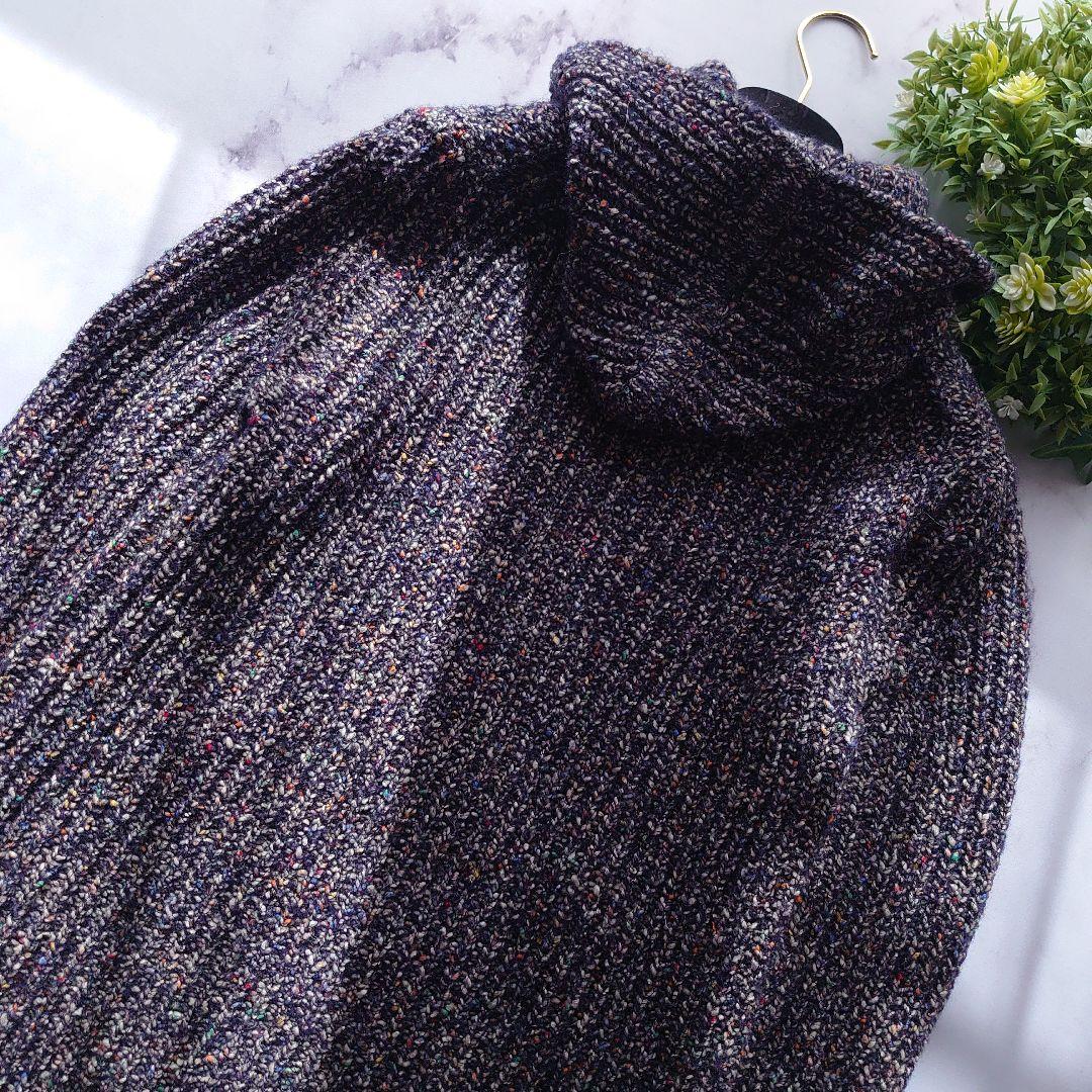 21AW レリアン ロングカーディガン ニット ジップアップ フード 紺 9 M