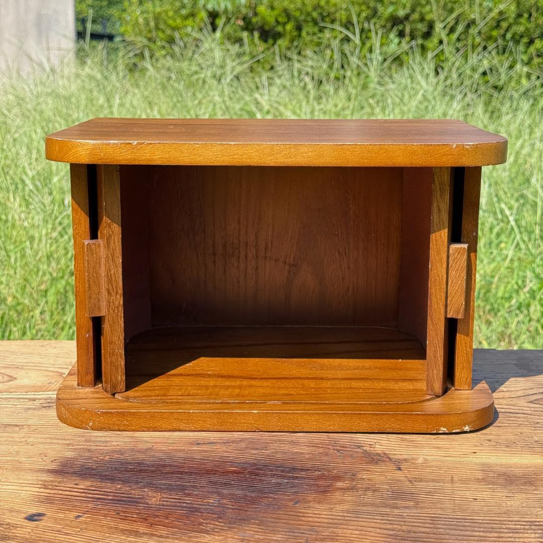 ビンテージ　蛇腹シャッター　ウッドボックス　卓上小物入れ