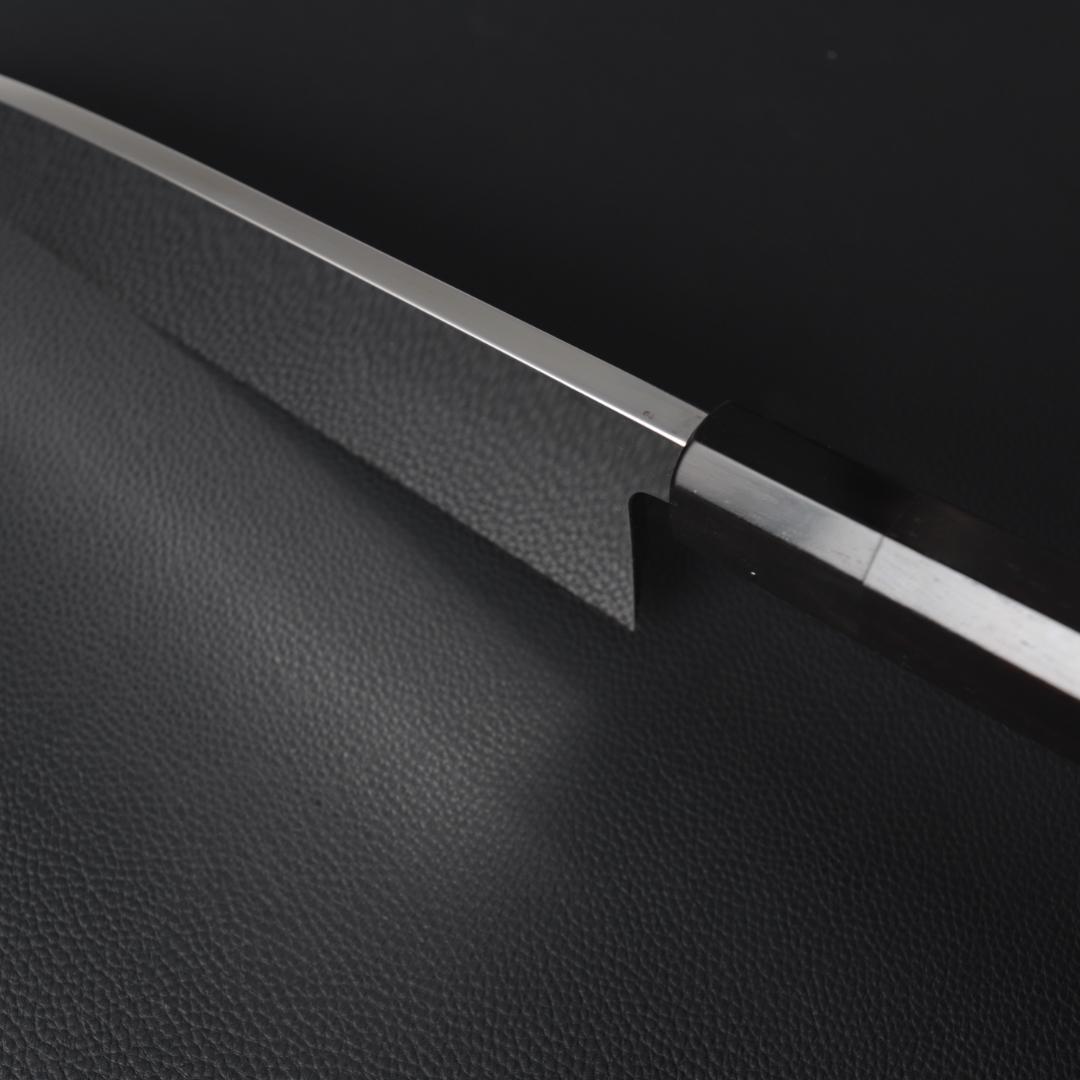 10697出刃包丁 7寸 鏡面仕上げ 刺身包丁 和包丁 黒檀黒水牛角八角柄