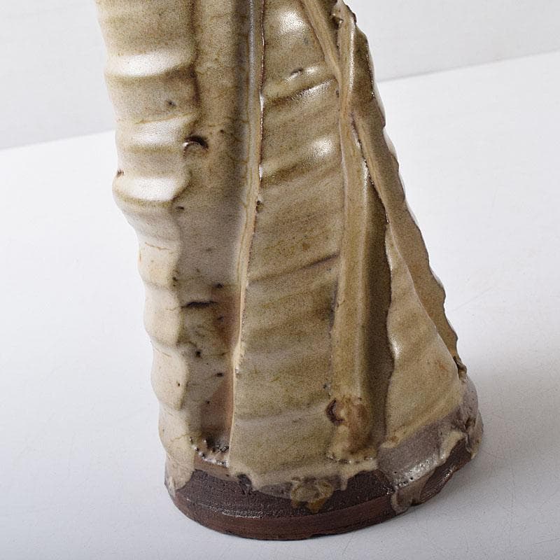 薩摩焼　古薩摩　大へら持ち手付　細長花生　花瓶　時代箱　M　R8727