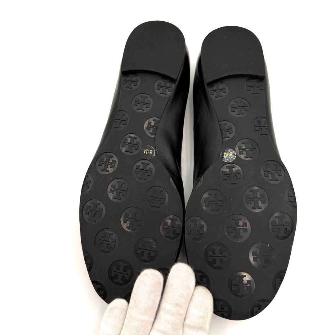 超美品　TORY BURCH ブラック フラットシューズ　GD金具　25.5㎝