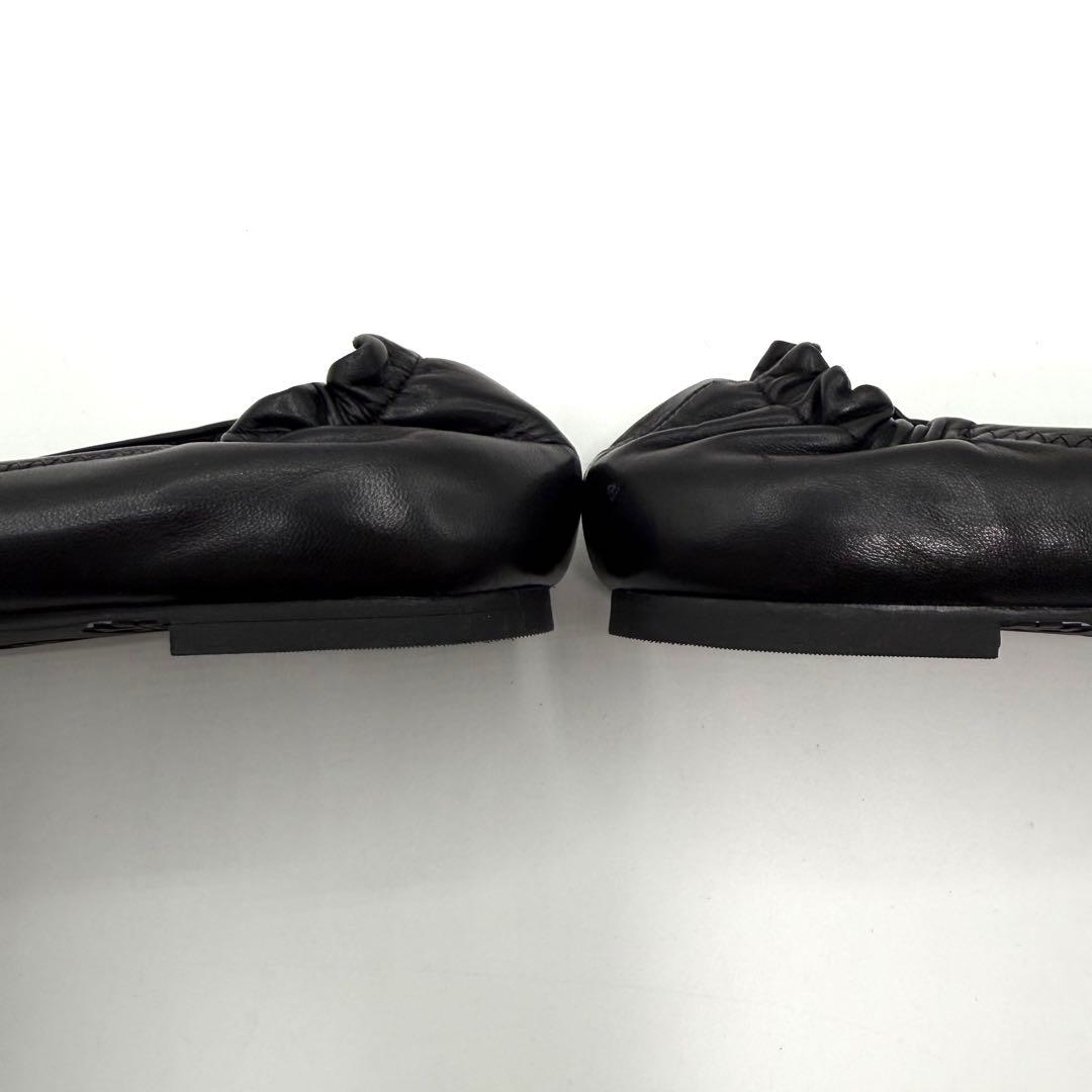 超美品　TORY BURCH ブラック フラットシューズ　GD金具　25.5㎝