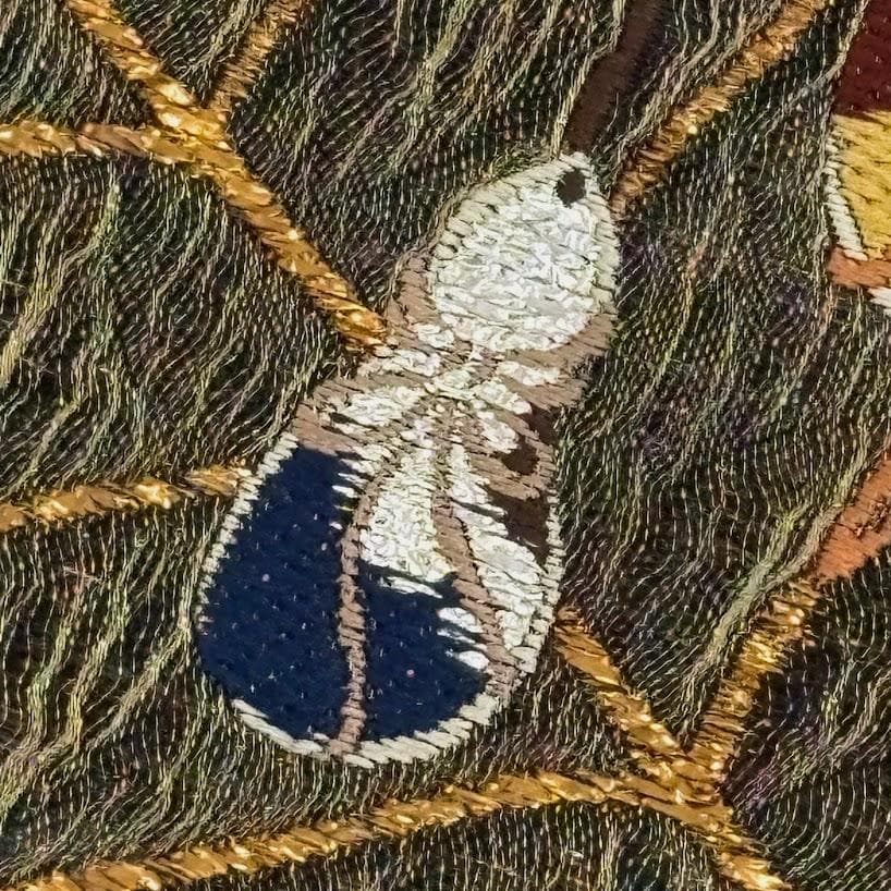 田中 野夫　未使用品　袋帯　瓢箪　葉　刺繍　金通し　六通柄　正絹　L506