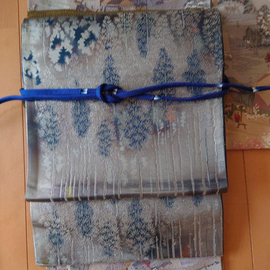 yochan【未使用に近い極美品】小紋フルセット　正絹袷　浮世絵　六通袋帯