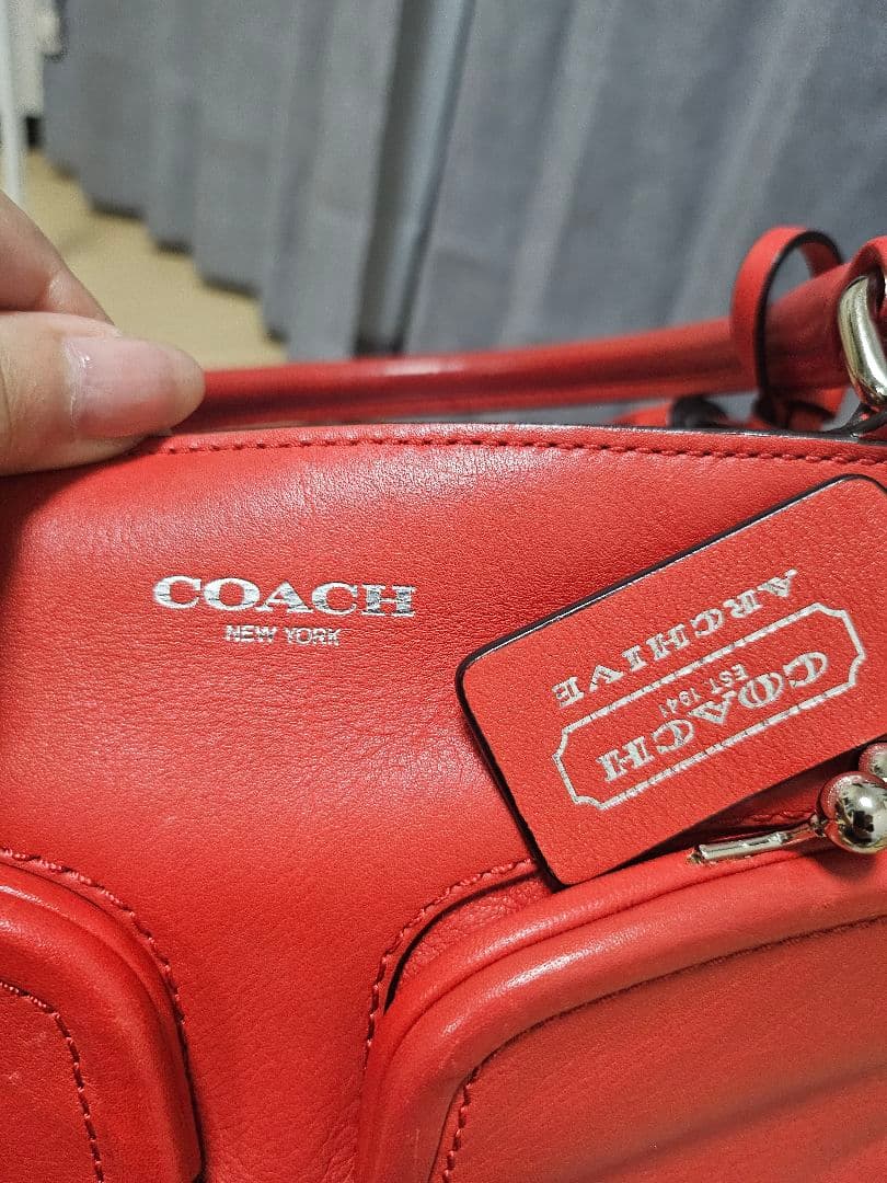 美品　COACH 赤 ハンドバッグ 高さ約23cm