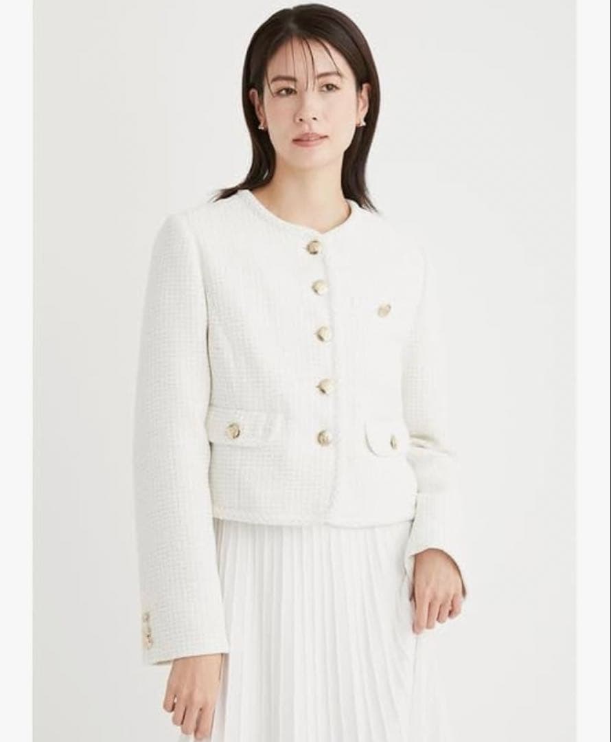 最終値下げ 試着のみ セルフォード パイピングショートジャケット ホワイト36