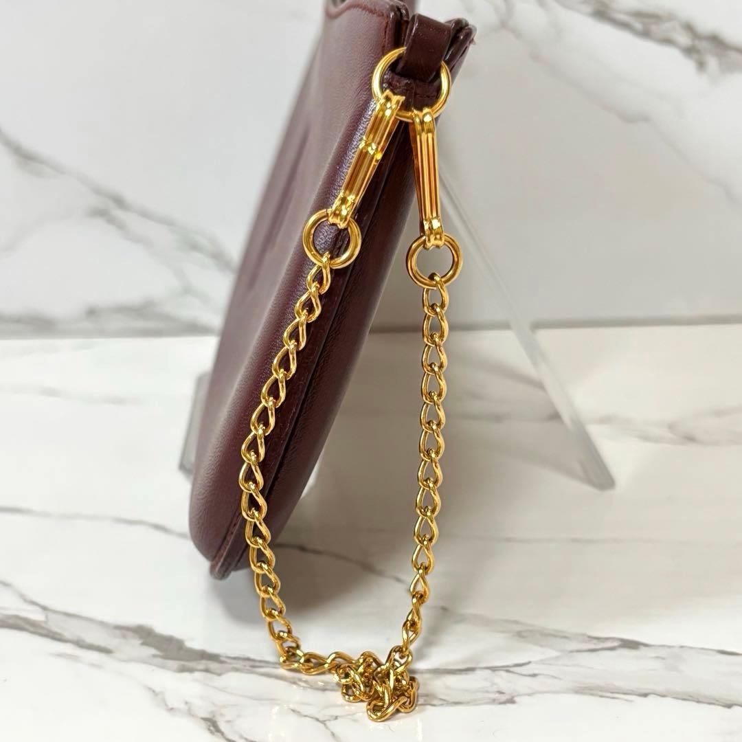 良品✨カルティエ 小銭入れ財布 ポーチ マストライン革 ボルドー 箱、保存布付