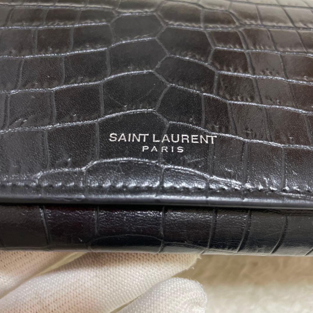 SAINT LAURENT　サンローラン　長財布　ブラック　クロコ　極美品‼️