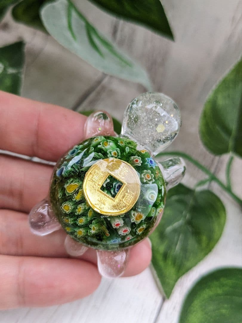 【ぴか】レインボーオーラ水晶のかめちゃん形オルゴナイト☆他３点