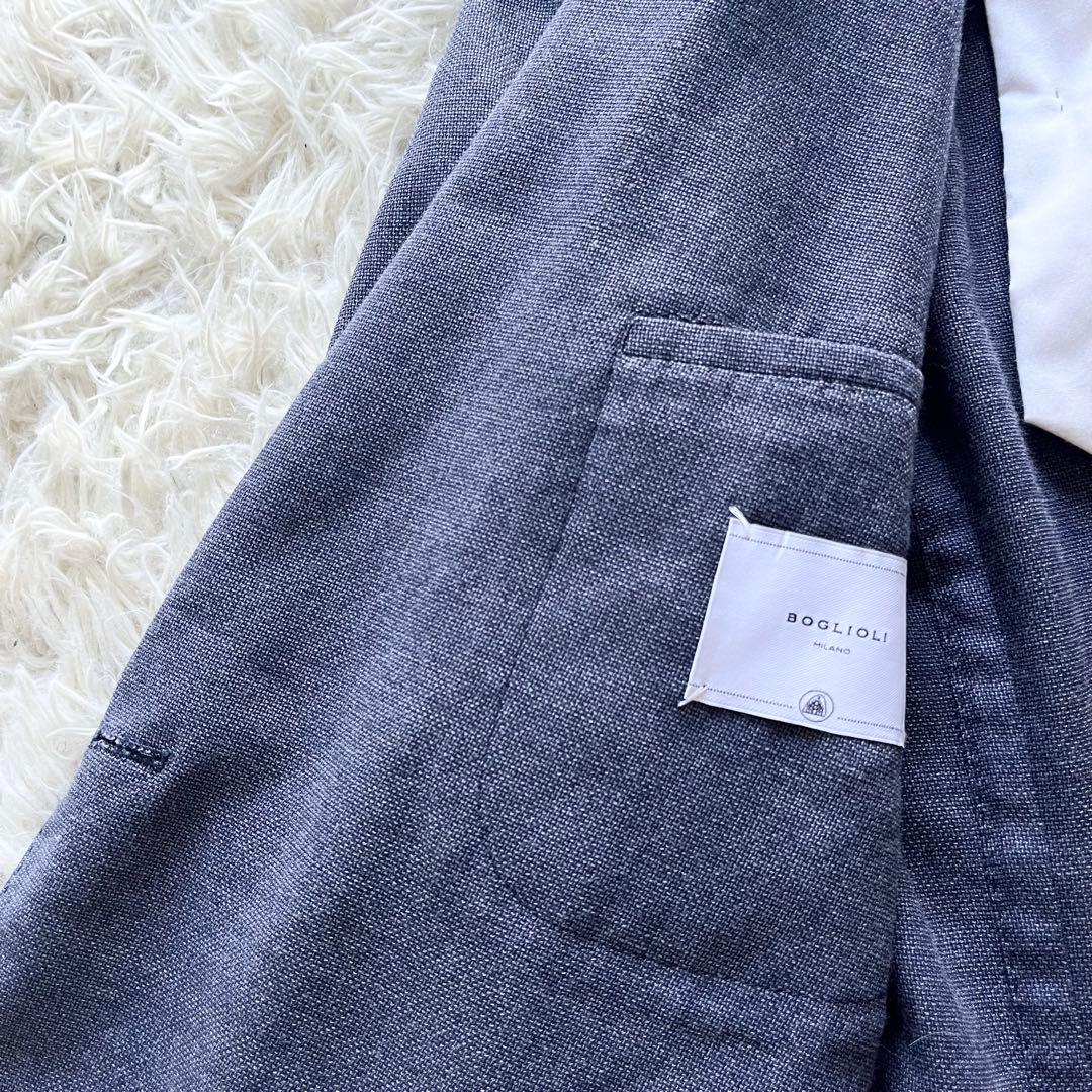 <極美品>BOGLIOLI 新ロゴ ブルー ウール ダブルジャケット サイズ50