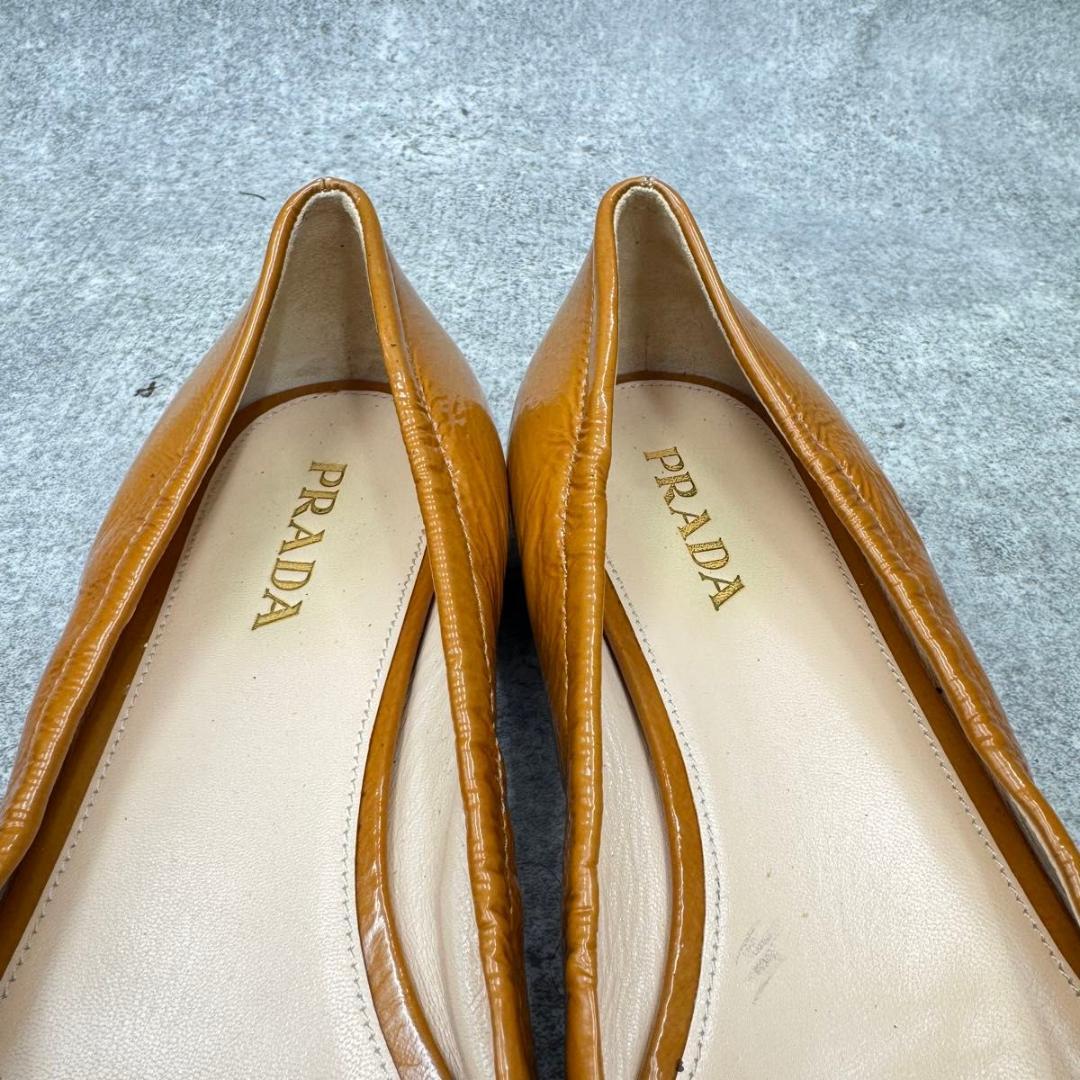 靴 Prada Buckle Flat Pumps Leather 23cm