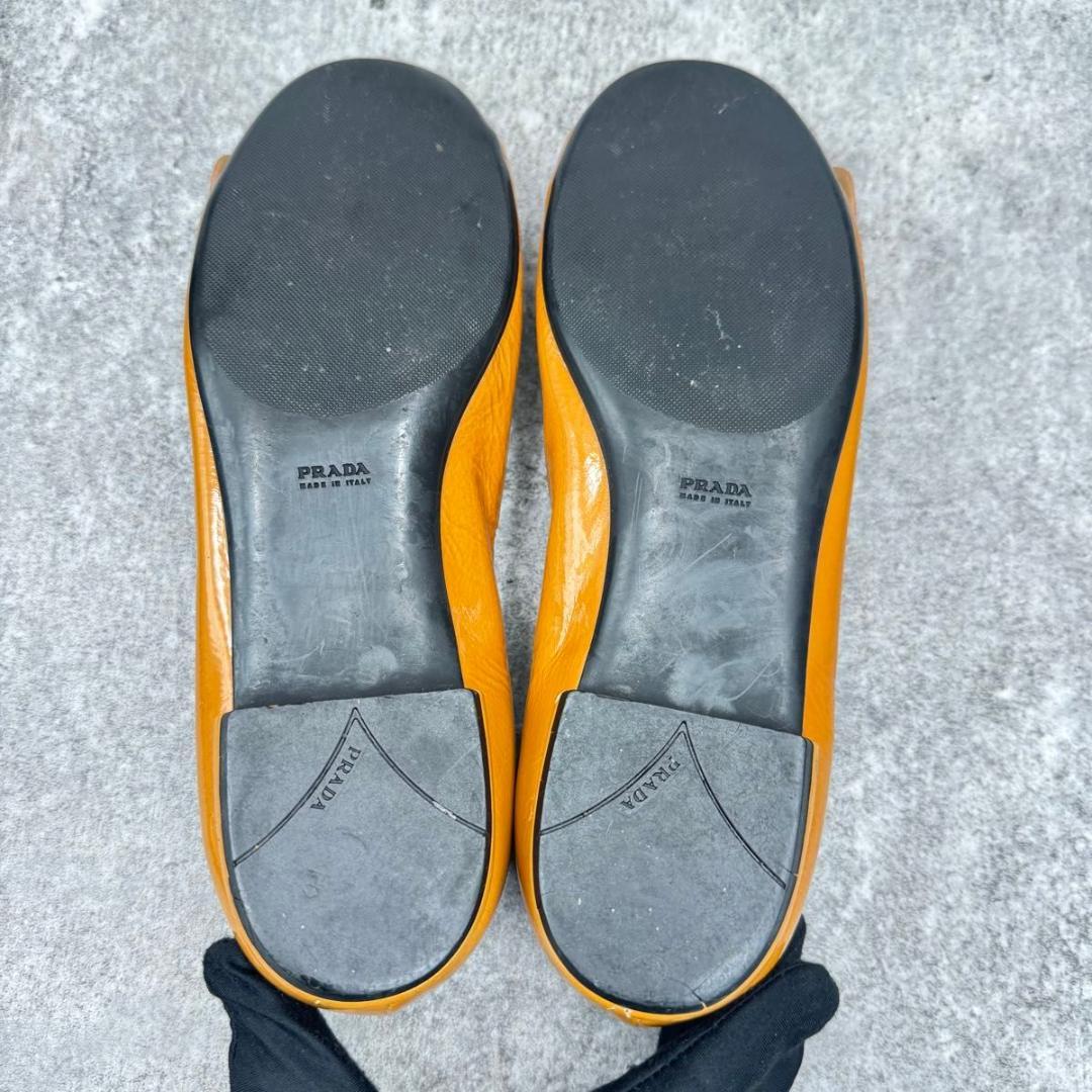 靴 Prada Buckle Flat Pumps Leather 23cm