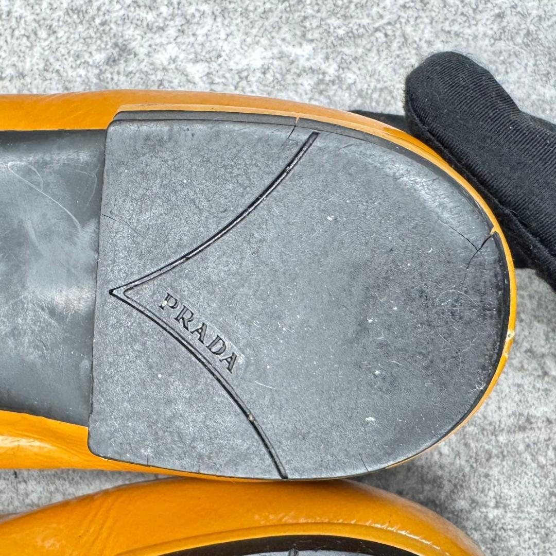 靴 Prada Buckle Flat Pumps Leather 23cm