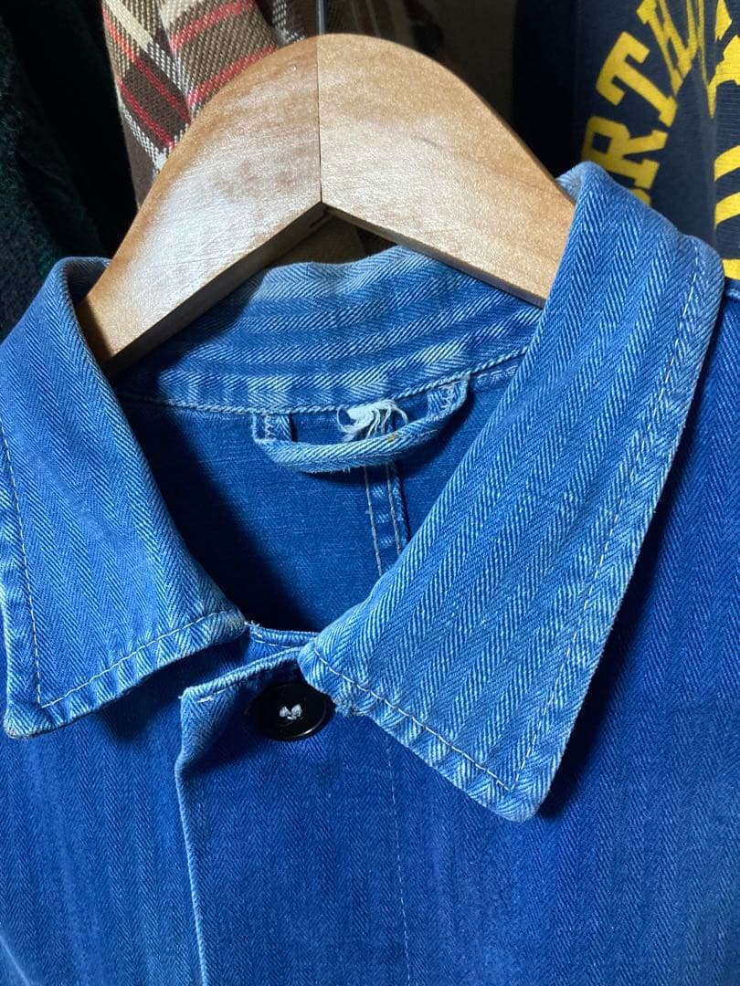 40s〜50s フレンチワーク ヘリンボーン ワークジャケット フェード