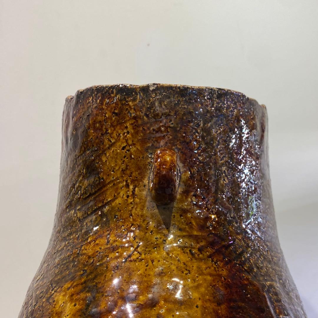 プリミティブでアンバランスな陶器製花器 ビンテージ 古道具