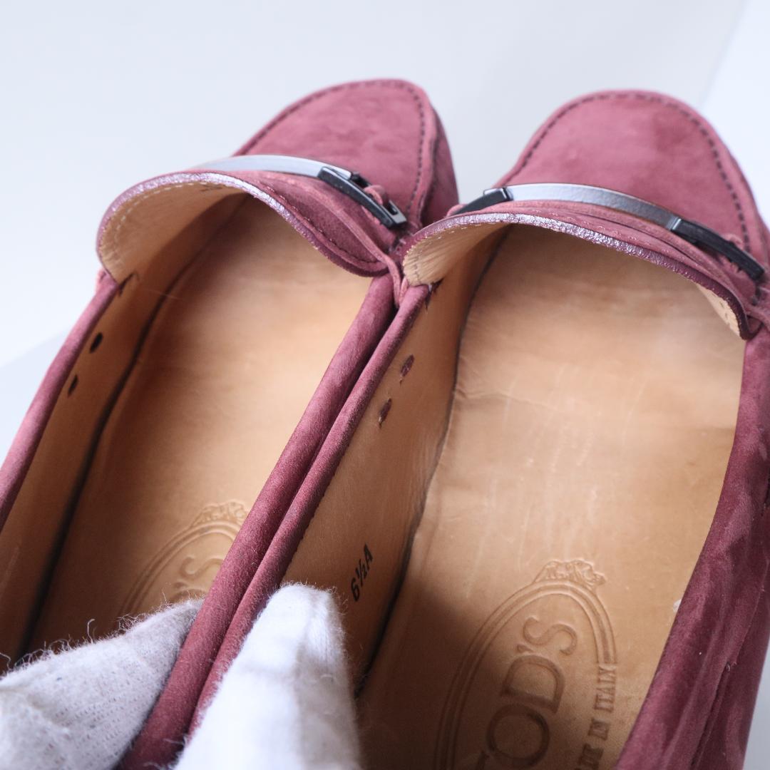 極美品トッズゴンミーニ　ドライビングシューズ　ワインレッド　6.5 25.5cm