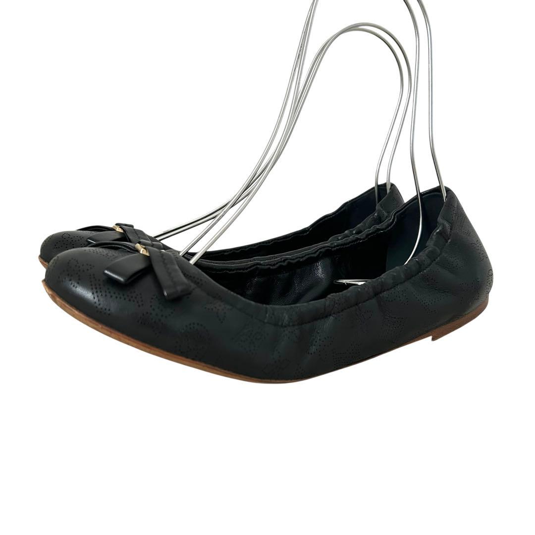 美品 ルイヴィトン フラットシューズ マヒナ 黒 24cm 37