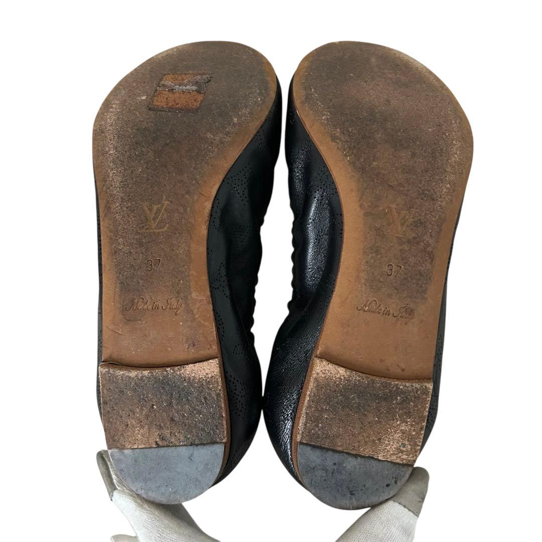 美品 ルイヴィトン フラットシューズ マヒナ 黒 24cm 37