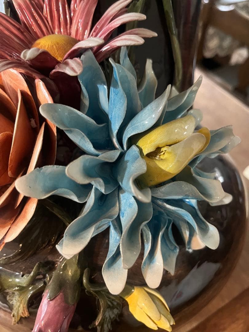 イタリア製 カポディモンテ フラワーベース 花瓶 置物 インテリア アンティーク