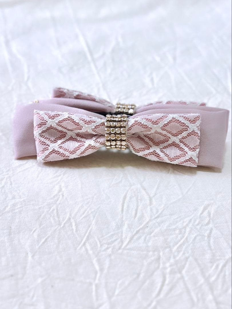 【極美品】COMPLEX BIZ バナナクリップ リボン　ピンク　スワロフスキー