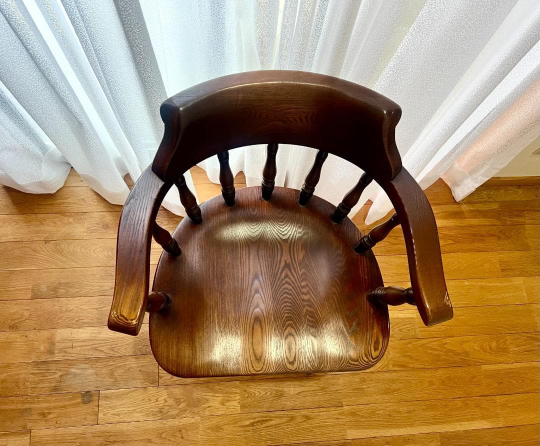 高級 オーク材 回転式アームチェア①